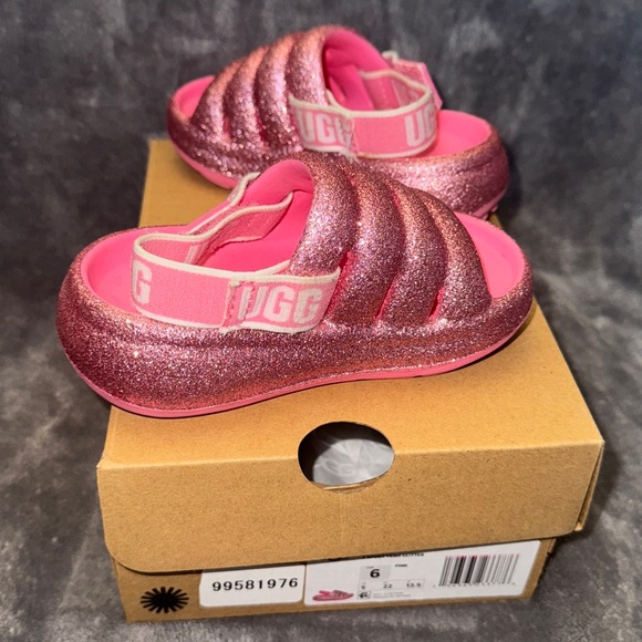 UGG Sport Yeah "Pink Glitter" Slide toddler size 6 - Picture 7 of 9